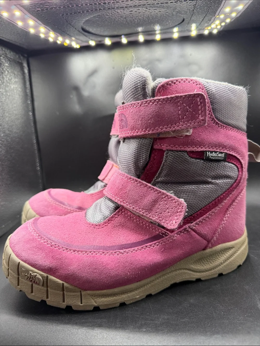 The North Face Pink and Gray Kids Insulated Boots